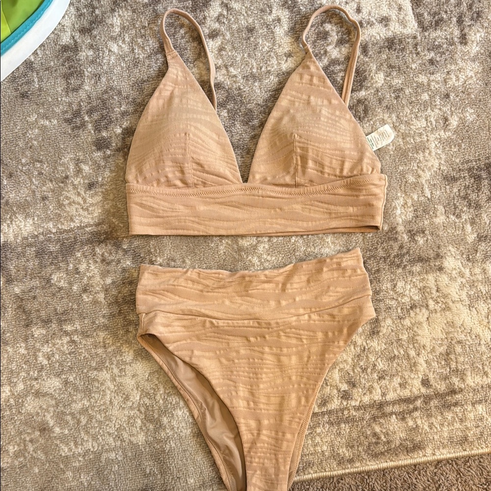 Aerie Tan Ribbed Bikini Set